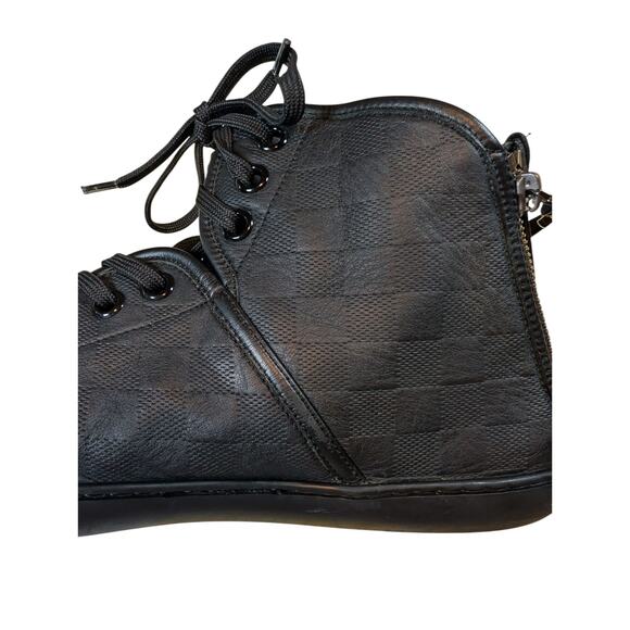 LOUIS VUITTON LV Damier High Top Sneakers Double Zip Black 9.5 Lace Up main image 5